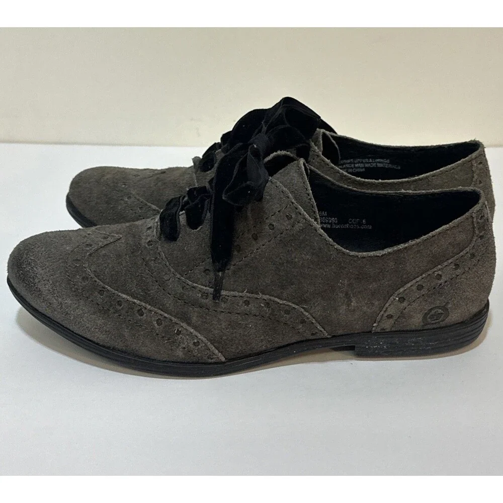 Born Women’s Suede US Size 6M Kika Gray Wingtip Oxford